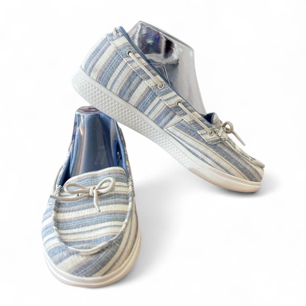 Skechers On The Go Guide Ultra Seashore Shoe Nautical Blue Stripe Boat Shoe - Picture 3 of 7